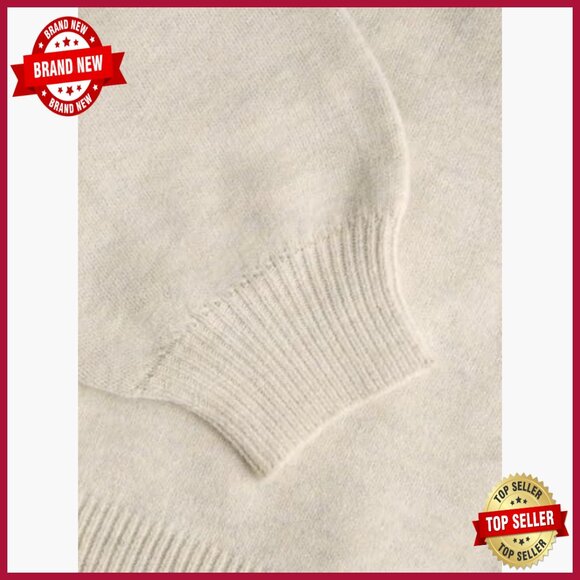 Oversized Knit Pullover Sweater, Long Sleeve Crew Neck, Soft Polyester Blend - Picture 4 of 7